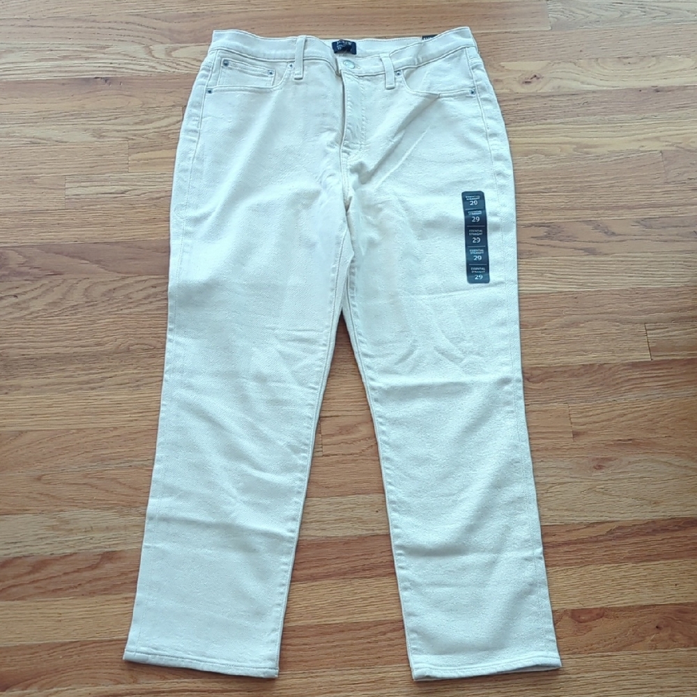 NWT J CREW Essential Straight All Day Stretch White Jeans